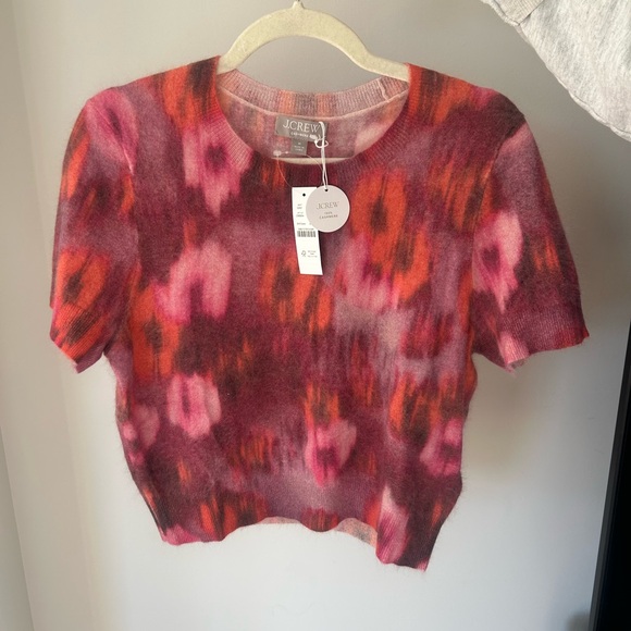 J.Crew Brushed Cashmere T-shirt in Watercolor Floral (NWT) - Picture 2 of 3